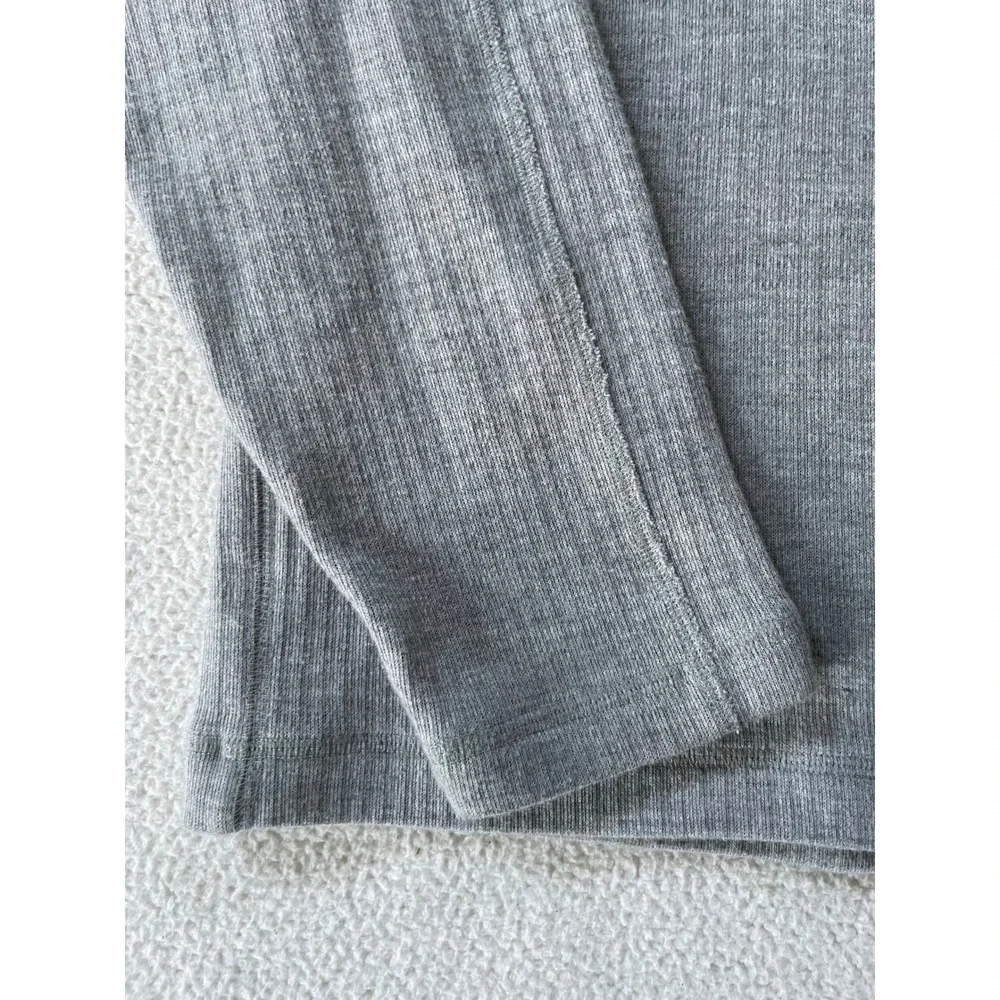 Banana Republic Mens Medium Pullover Gray Ribbed Mock Neck Henley Cotton Sweater